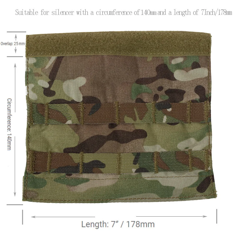 Silenciador táctico de camuflaje para Airsoft, cubierta de calor, cubierta protectora de silenciador para accesorios de caza, 7 pulgadas - imagen 4