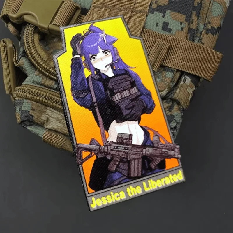 Parche estampado de Jessica del Arca de Amanhã, parche de gancho y bucle de chica de Anime, insignia de moral militar, brazalete, pegatinas para mochila - imagen 5