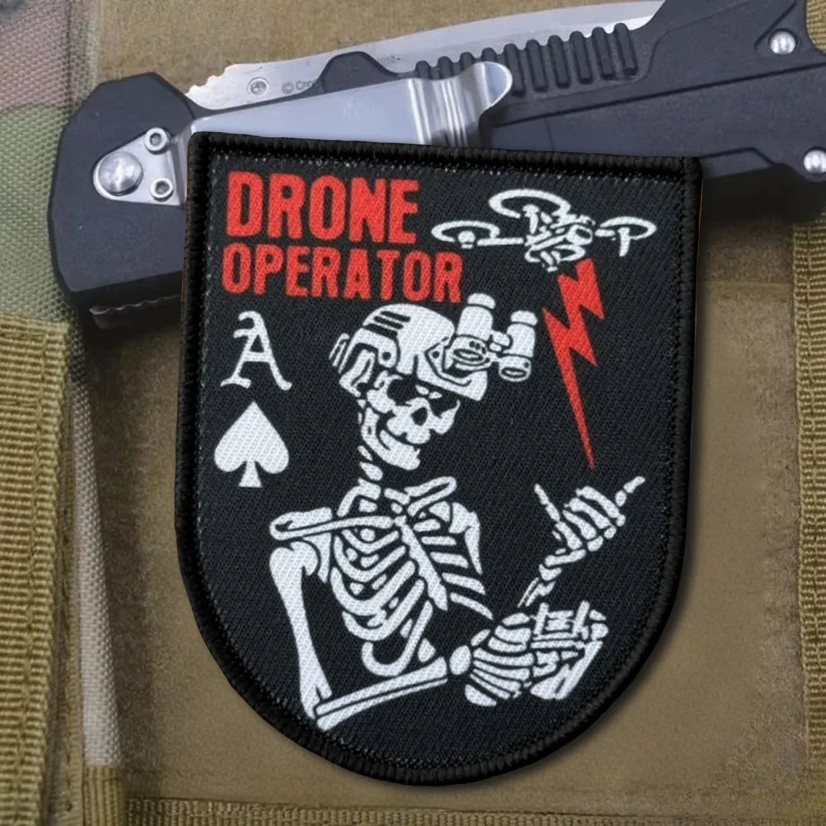 Parche táctico para operador de Dron, parches de gancho y bucle de reconocimiento de piloto de calavera, insignia de moral, brazalete del ejército militar, pegatinas para mochila - imagen 5