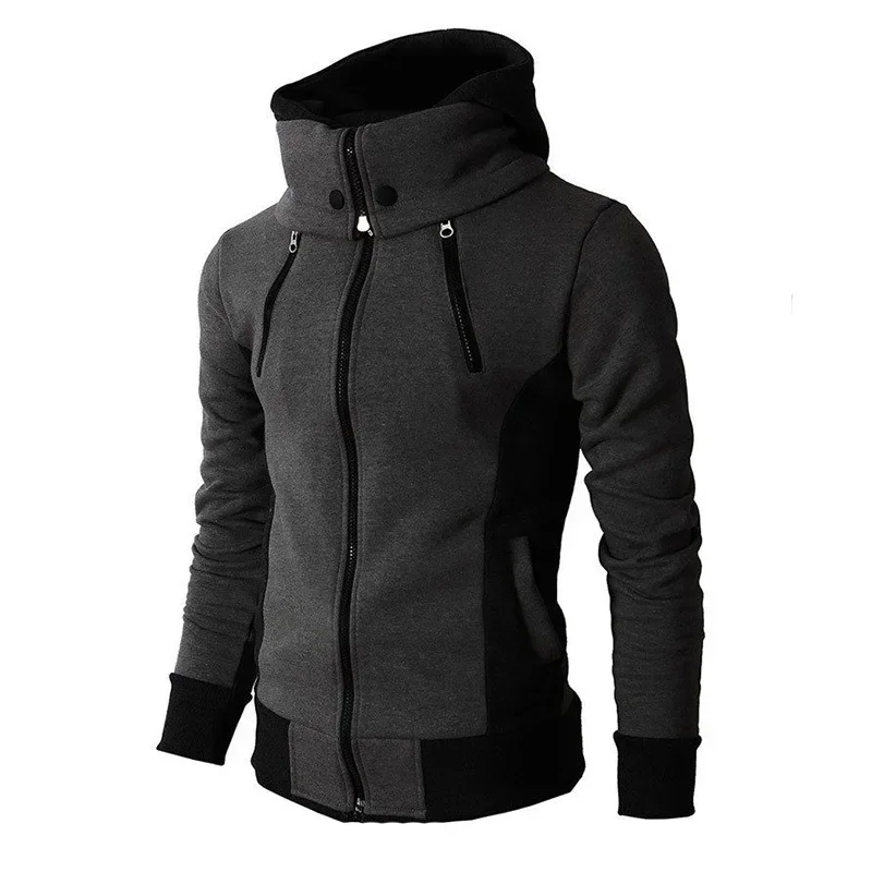 Chaquetas con cremallera para hombre, abrigos informales de lana para otoño e invierno, chaqueta Bomber con cuello y bufanda, prendas de vestir con capucha a la moda para hombre, Sudadera con capucha ajustada