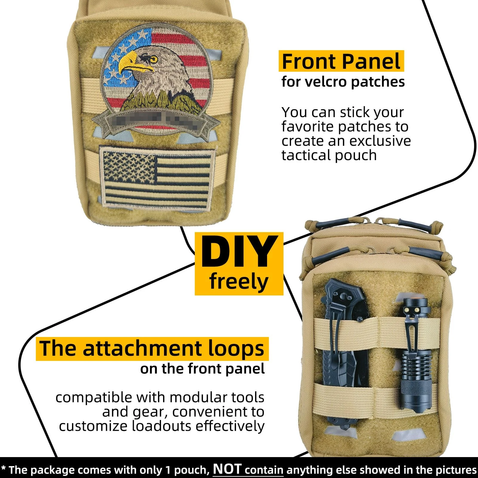 Bolsa de utilidad táctica EDC Molle con tiras reflectantes, bolsa compacta multifuncional resistente al agua, bolsa organizadora de dispositivos - imagen 5