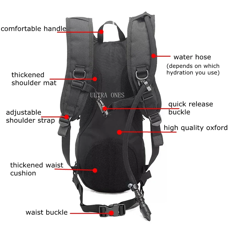 Mochila de vejiga de agua para exteriores, bolsa de agua de hidratación de 3L para entrenamiento de combate táctico, caza, senderismo, montañismo - imagen 4