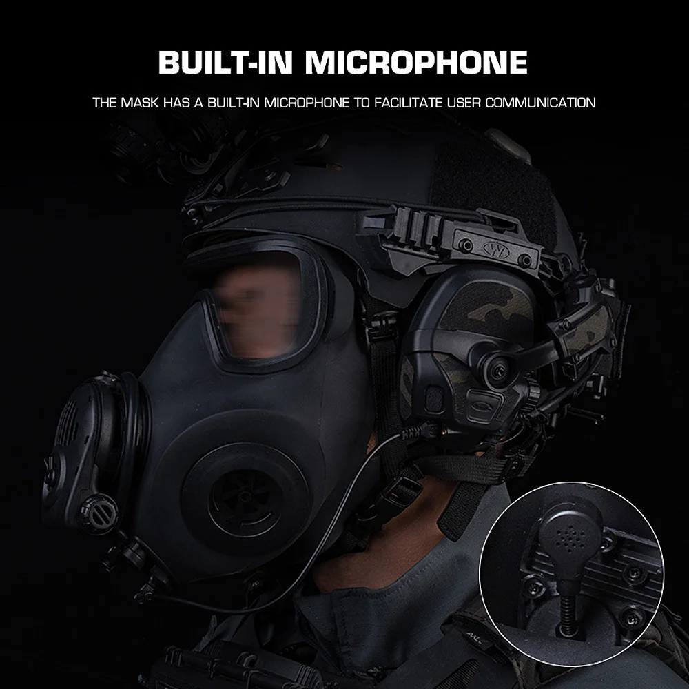 Simulación no multifunción FM 53 máscara de Gas modelo DUMMY máscara táctica con micrófono y ventilador refrigeración CS juego juguete caza Airsoft Cosplay - imagen 3