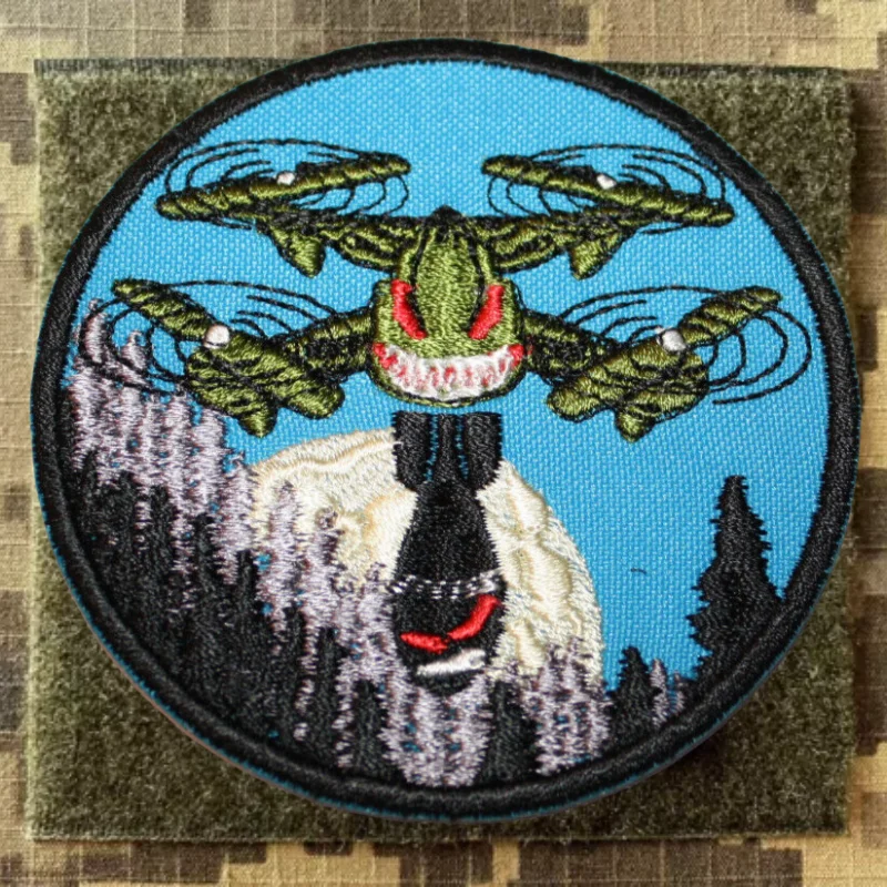 Parches tácticos de moral del ejército ucraniano de drones, parche de gancho bordado, intelicia militar, insignia de guerra de Ucrania, pegatinas para mochila