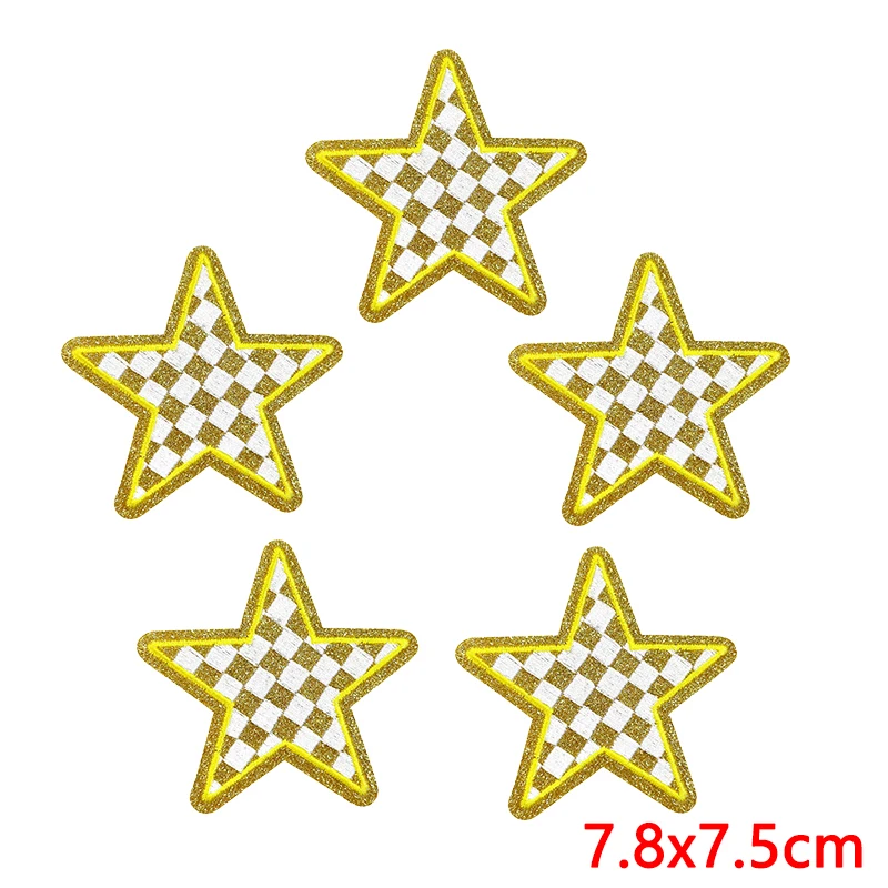 10 unids/lote parche de felicitación de estrella de cinco puntas parches bordados con letras en inglés de dibujos animados parches para planchar para ropa chaquetas coser DIY - imagen 2
