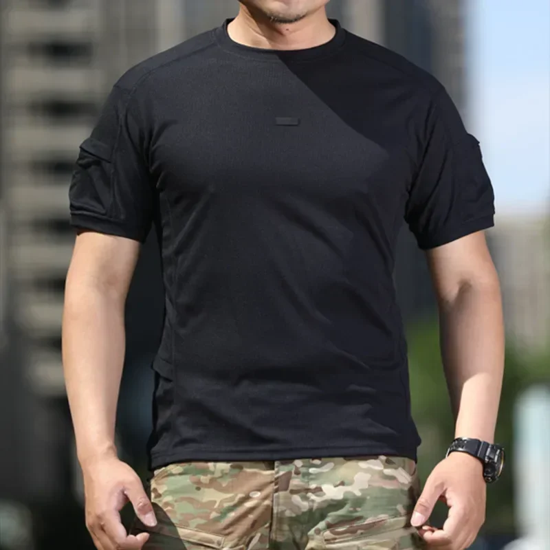 Camiseta táctica de manga corta de secado rápido para hombre, camisetas transpirables ligeras para exteriores, camiseta de entrenamiento físico 3XL, verano - imagen 2