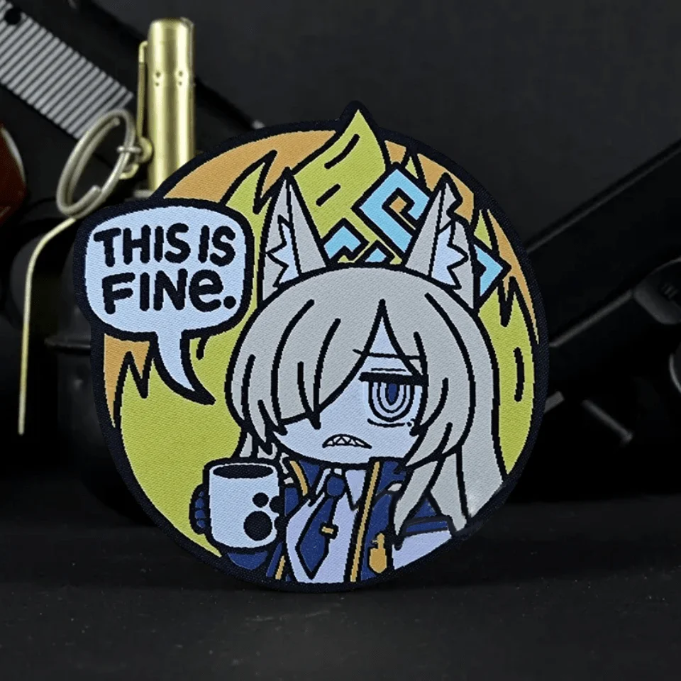 Archivo azul, parche táctico esto es fino, parche de gancho y bucle con estampado Kona, insignia de Chevron de moral militar, brazalete, mochila, chaleco, pegatinas - imagen 5