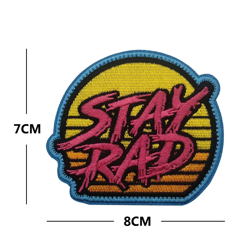 Stay Rad-parches bordados de playa con paisaje costero, insignia de brazalete táctico de coco, pegatina de tela para bolsa de ropa - imagen 5
