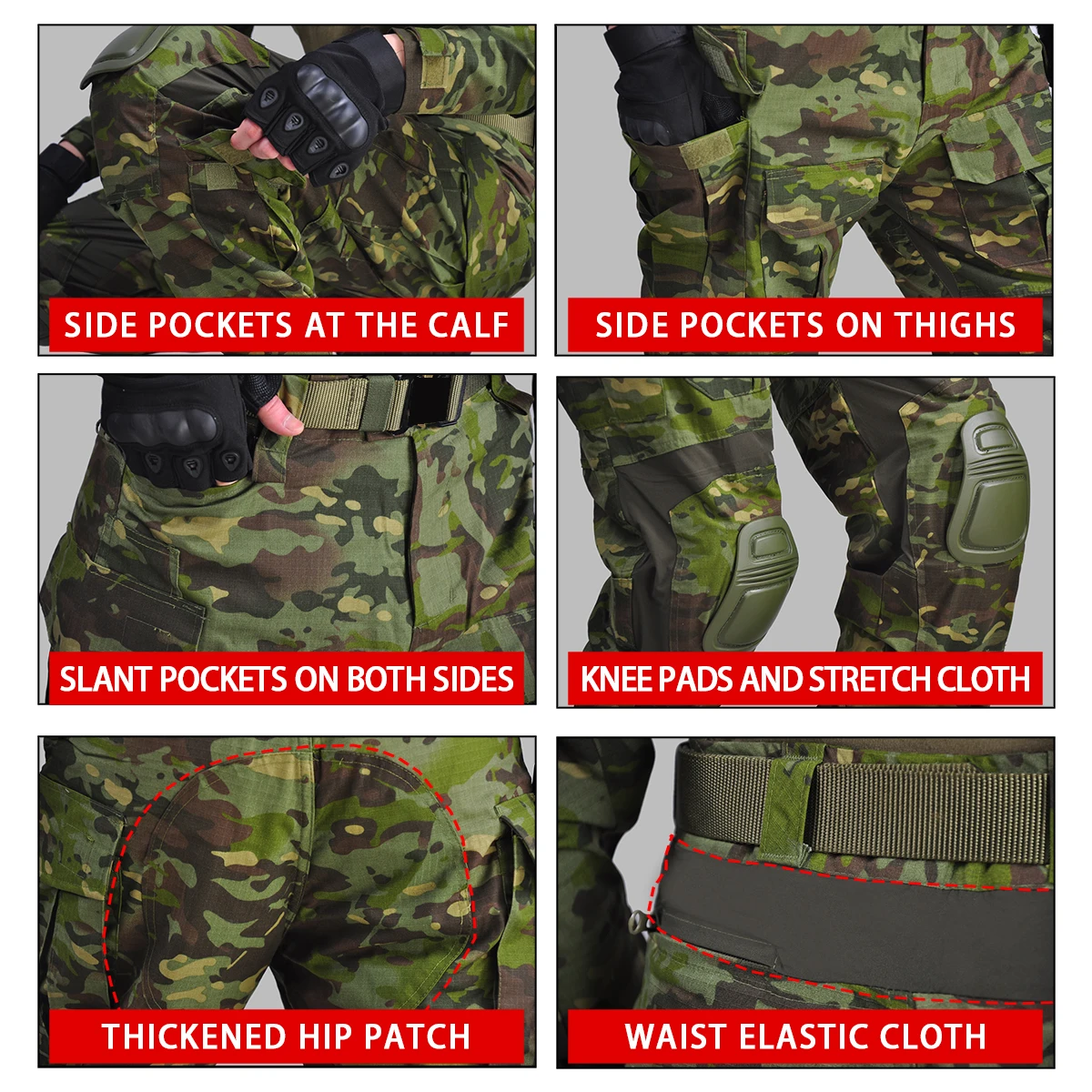 Pantalones tácticos para hombre, pantalones de camuflaje Airsoft, pantalones de combate, Safari, múltiples bolsillos, Paintball, Airsoft, ropa de trabajo y caza - imagen 5