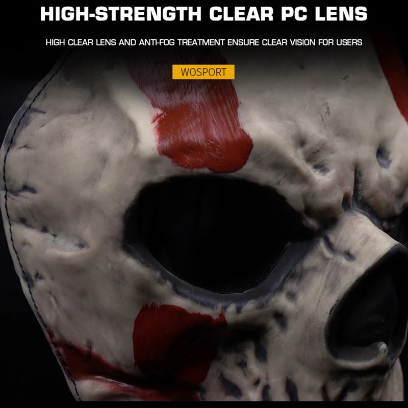 Máscara fantasma COD, tocado, máscara completa de calavera para Cosplay, casco de caza rápido OPS, equipo de combate táctico CS Airsoft, bufandas pasamontañas - imagen 5
