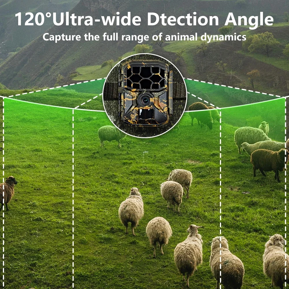 Cámara de rastreo Wifi IP66 para exteriores, 8K, 60MP, visión nocturna de vida silvestre, cámara con Panel Solar de movimiento PIR con batería de 7800Mah para caza - imagen 4