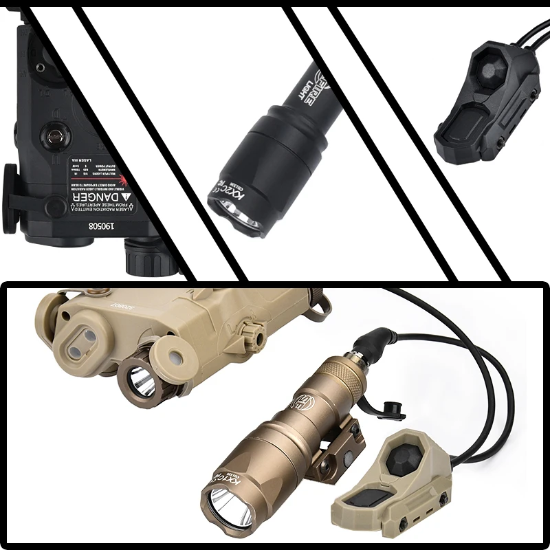 Táctico PEQ15 LA-5C PEQ-15 rojo verde láser M300A M600 linterna LED blanca luz LED IR AXON interruptor de enchufe doble ajuste riel de 20mm