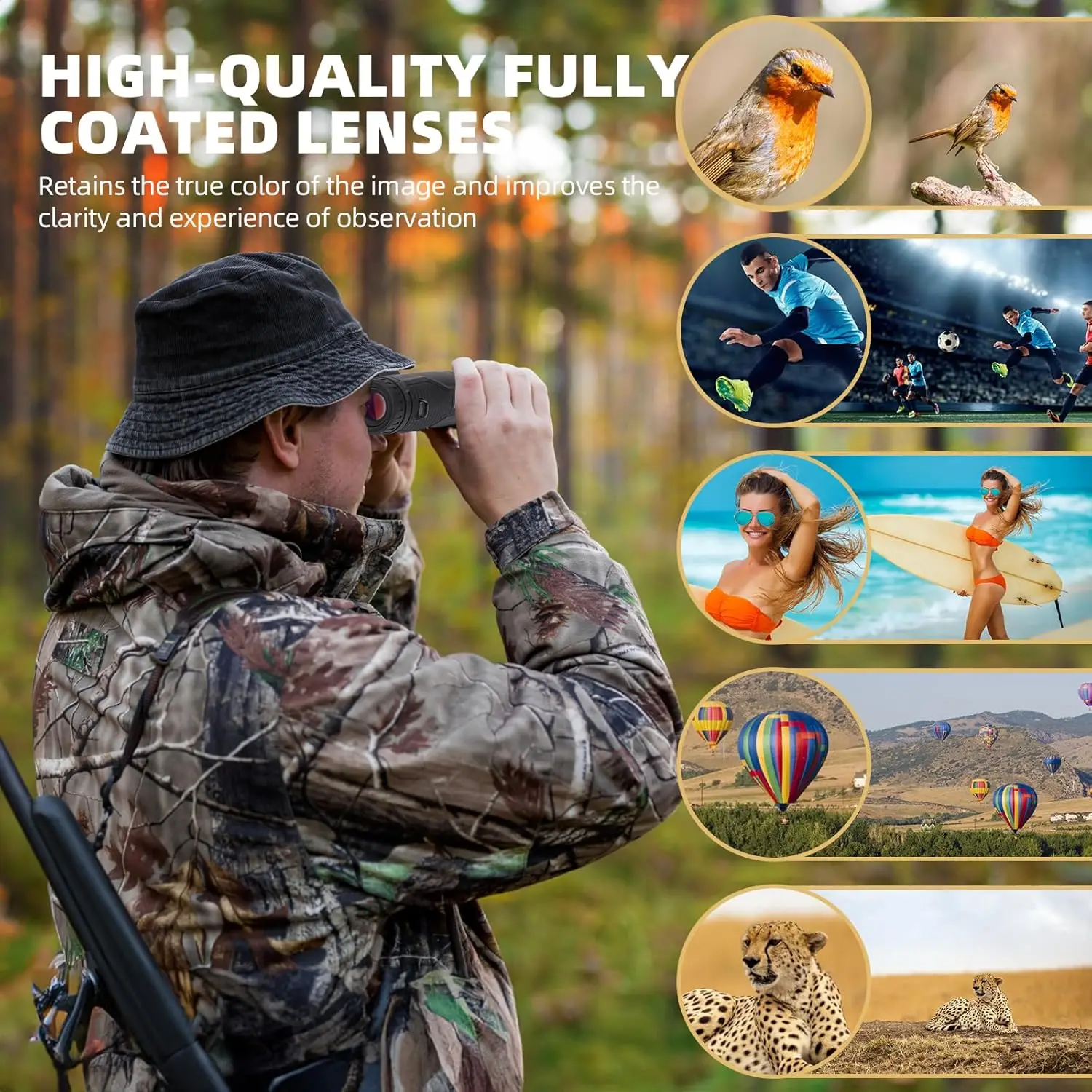 Shuntu 8x32 ED HD binoculares impermeables a prueba de niebla con cuerpo de aleación de magnesio prisma BAK4 telescopio de alta potencia observación de aves caza - imagen 5