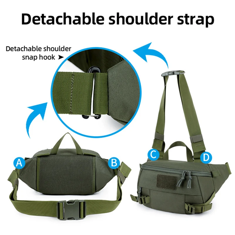 Riñonera táctica Molle para caza, senderismo, escalada táctica, bolsa de pecho para hombres, deportes al aire libre, pesca, Tiaining, bolso cruzado de viaje - imagen 5