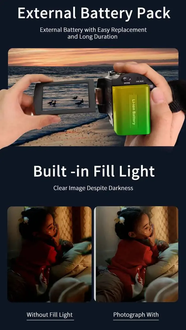 Videocámara inalámbrica 5K UHD, cámara Vlog con Wifi, Zoom Digital 18X, visión nocturna infrarroja, Camaras para grabación YouTuber - imagen 2