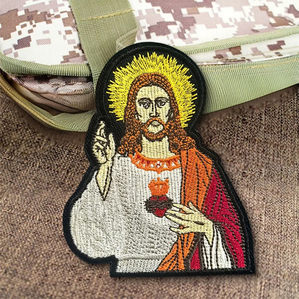 Parche moral bordado Jesús táctico velcro para mochila uniforme - imagen 3