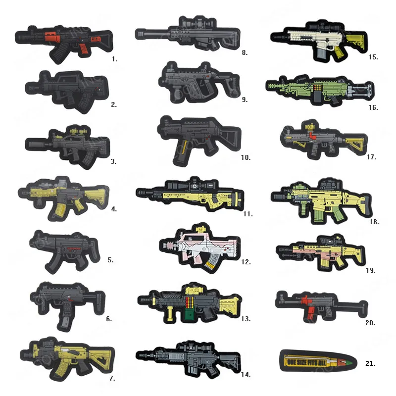 Parche de pistola de goma de PVC 3D AK47, parches de gancho bordados, terapia de tiro de objetivo, apliques decorativos para mochila de ropa - imagen 2