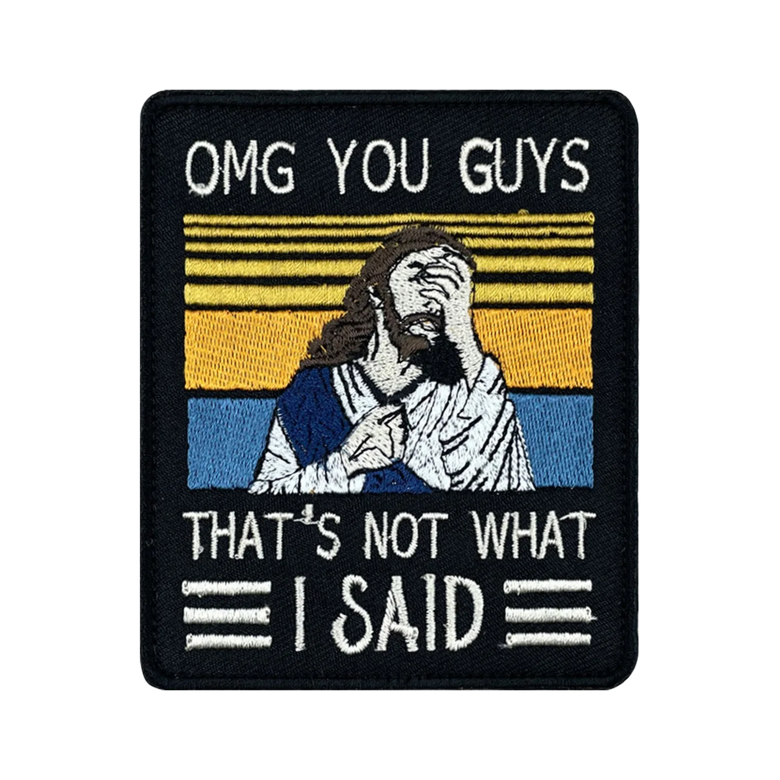 Parche OMG Jesus Facepalm Meme Velcros, insignia bordada con cierre de gancho y bucle divertido para mochila táctica Molle, chaqueta, gorras