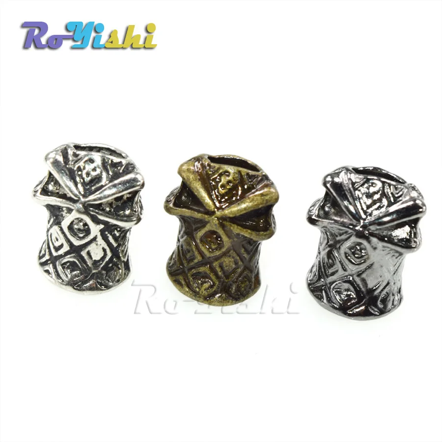 1 unids/pack de cuentas de calavera de Metal con un solo orificio Vertical para cordones de cuchillo Paracord, 3 colores - imagen 3