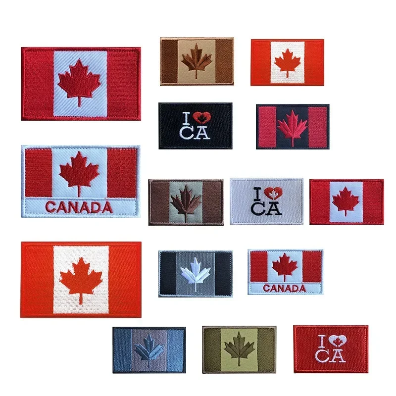 Bandera de Canadá parches bordados banderas moral insignia brazalete táctico para personas insignia de Ropa Accesorios pegatinas de mochila - imagen 4