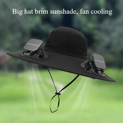 Sombrero ala ancha con ventilador solar y UPF para pesca o senderismo
