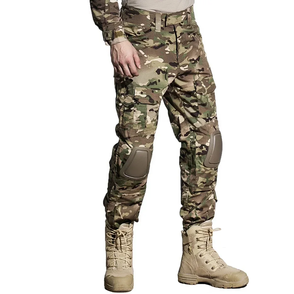 Pantalones de combate para hombre al aire libre + rodilleras, pantalones tácticos, pantalones de camuflaje para senderismo, ropa de trabajo y caza, resistente al desgaste con múltiples bolsillos - imagen 4