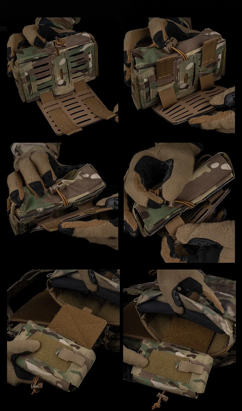 Configuración completa con placa MOLLE y pouches