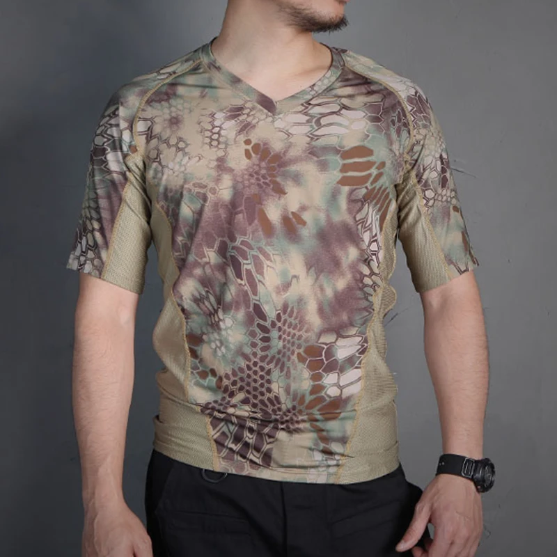 Emersongear-Camiseta táctica de camuflaje para correr, camisa con capa Base ajustada, pantalones cortos de manga corta para acampar - imagen 2