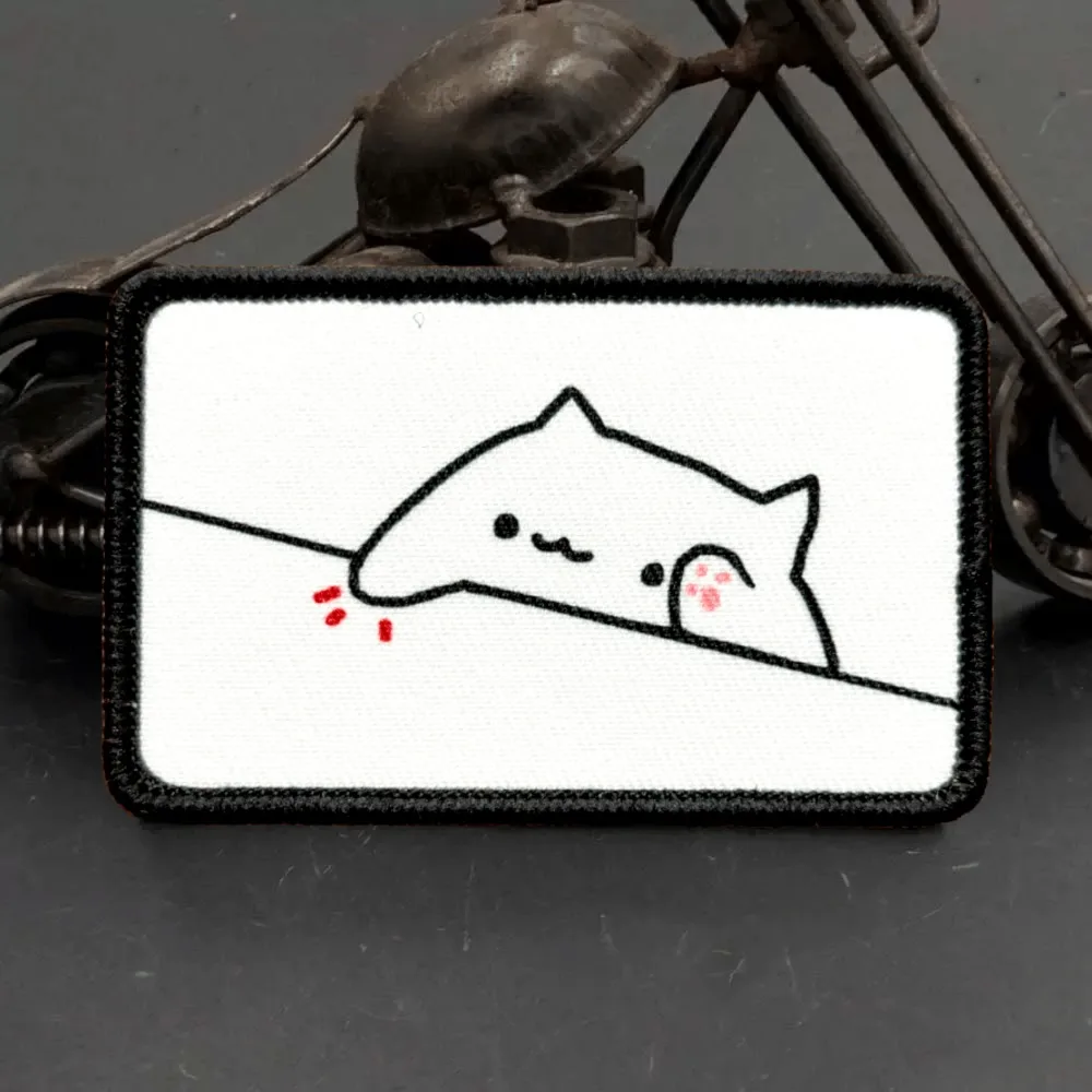 Parche táctico Bongo Fat Cat Meme Morale, parche de gancho y bucle impreso con gatos bonitos, insignia militar, brazalete, pegatinas para mochila - imagen 3