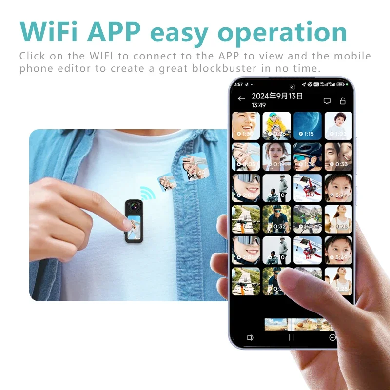 Cámara deportiva S70, cámara giratoria de 180 grados, 2,7 K, compatible con aplicación WIFI, Control inalámbrico, batería de litio, cámara deportiva de moda - imagen 5