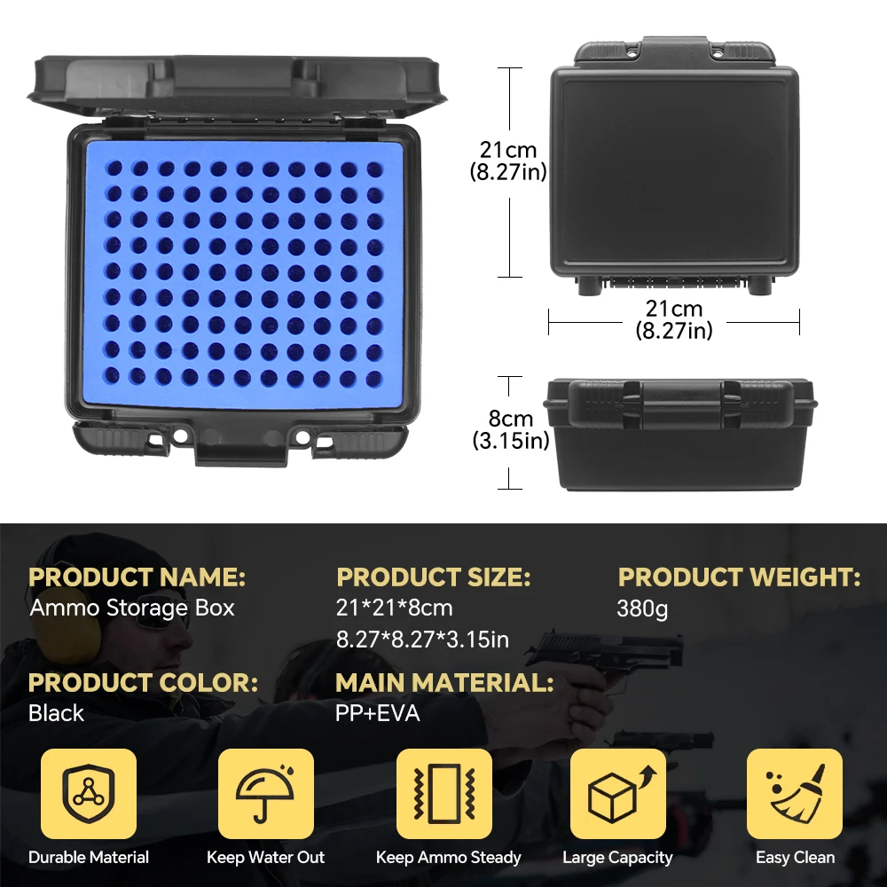 Caja de almacenamiento de municiones de.223/5.56mm y 9mm, soporte para municiones, estuche de transporte para balas, caja de municiones de 99 rondas, soporte para balas, contenedor de cartuchos - imagen 4