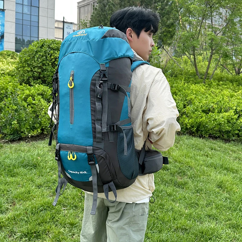 Mochila de gran capacidad para acampar, bolsa de hombro doble para senderismo, viajes, deportes al aire libre, impermeable, escalada, montañismo, 70L - imagen 2
