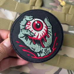 Parche bordado zombie mano y ojo – Terror gancho y bucle para ropa