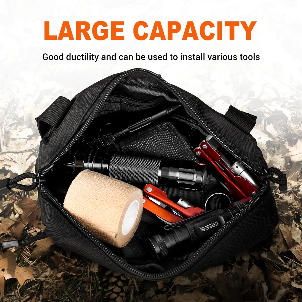 Bolsa de herramientas EDC, bolsa táctica Molle, bolsa de almacenamiento de caza con ​ ​ Llavero ​   Botiquín de primeros auxilios organizador linterna bolsa Fanny Pack - imagen 3