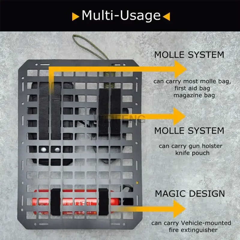 Organizador de respaldo de asiento de vehículos, paneles tácticos Molle para almacenamiento Modular, accesorios interiores de plástico ABS para coche, correa de cinta Molle - imagen 2