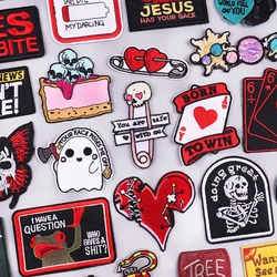 Parche bordado Hippie Rock/Calavera, dibujos animados/Punk, parches de letras para ropa, parches para planchar para ropa, chaquetas, coser pegatinas, bricolaje