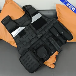 Chaleco táctico de servicio Chaleco de combate multifuncional transpirable negro Chaleco de patrulla