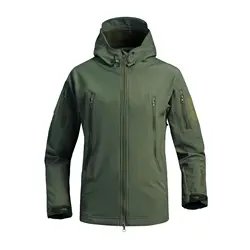Nuevas chaquetas de concha suave de piel de tiburón, chaqueta táctica impermeable a prueba de viento para hombres, chaquetas de combate para hombres, abrigos Bomber con capucha para hombres