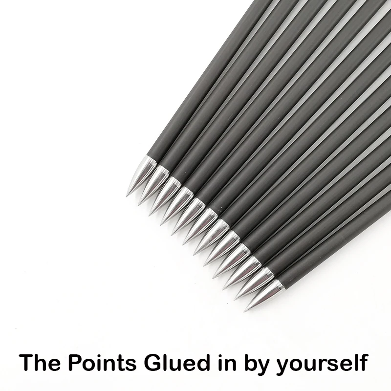 Flechas de carbono para tiro con arco recurvo, eje ID4.2mm, pluma de pavo de 3 pulgadas, arco recurvo compuesto, caza, 12 piezas - imagen 4