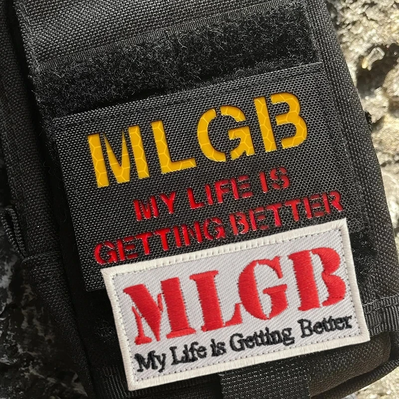 Pegatinas tácticas de mochila con citas inspiradoras, insignia de moral reflectante, Parche de gancho y bucle, grabado de MY LIFE IS GETTING BETTER