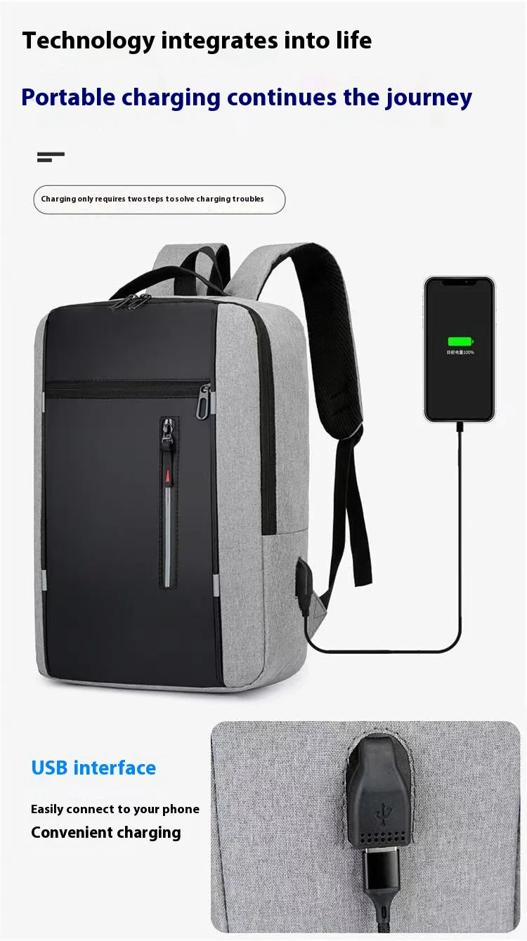 Mochila de negocios profesional para hombre para viajes, mochila para portátil de 15 pulgadas con carga USB multifuncional de primera calidad - imagen 4