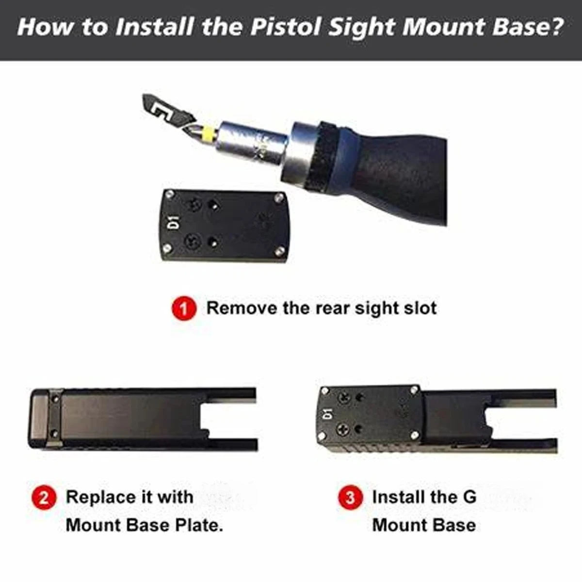 Base de montaje de mira para pistola óptica, perfil bajo apto para G17 G19 1911 S P226 Springfield XD S&W M&P, placa Base de punto rojo - imagen 2