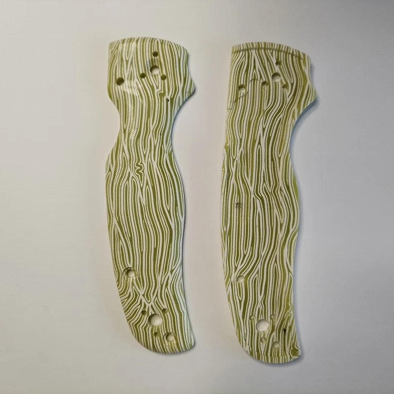 Básculas de mango de agarre G10 con patrón de Damasco verde para cuchillo Spyderco C229 genuino, accesorios de fabricación de bricolaje, piezas de parches, nuevo, 2024 - imagen 2