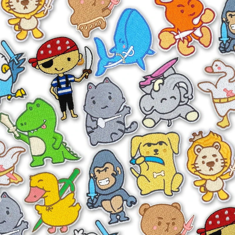 10 unids/set lindo Animal coser parches bordados para ropa niño gato perro hierro en parches parche termoadhesivo apliques insignias - imagen 2