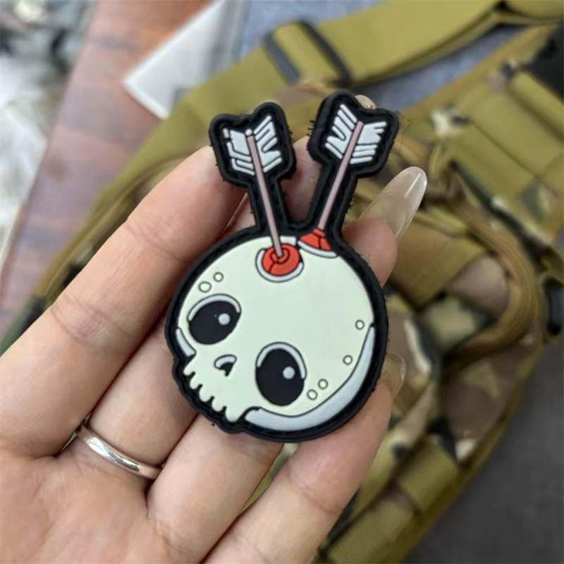 Parche PVC 3D calavera – Insignia moral táctica con velcro - imagen 4