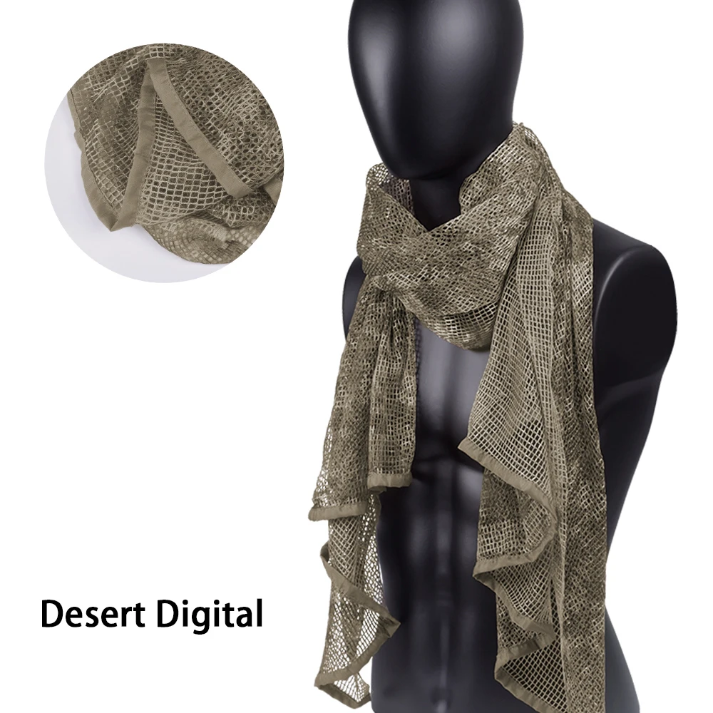 Bufanda táctica de camuflaje grande para hombre, bufanda transpirable de malla, velo para cara de francotirador, velo de camuflaje para montar en bicicleta, bufandas para pescar y senderismo - imagen 3