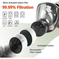 Filtros de máscara de Gas de 40mm, filtro de máscara de Gas individual para máscara de Gas, filtro de carbón activado de 40mm contra vapores, soldadura en aerosol de pintura al polvo