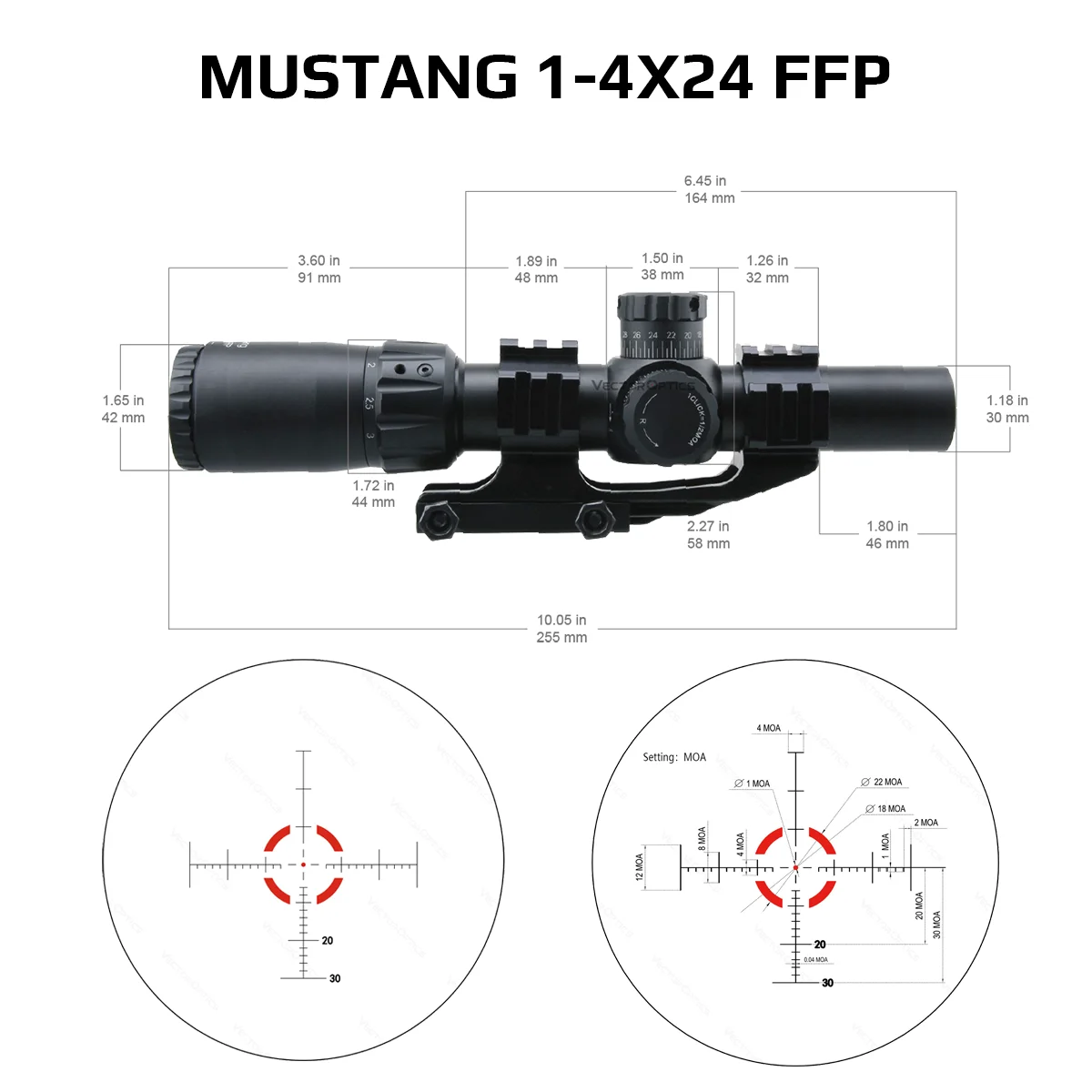 Óptica vectorial 1-4x24 1-6x24 SFP/FFP LPVO mira telescópica para.308 30-06 AR15 rifles y parrillas de caza CQB 5 años de garantía - imagen 4