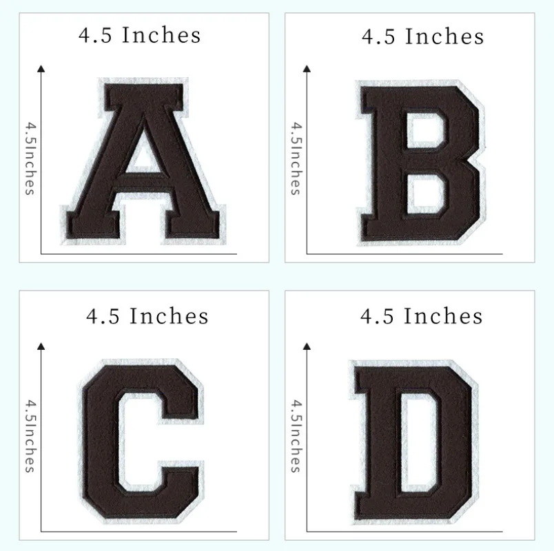 Letras bordadas negras de 4,5 pulgadas, parches para planchar, ropa para niños, coser Nombre, insignia, figuras grandes, sombrero, apliques, alfabeto, número, pegatina - imagen 4