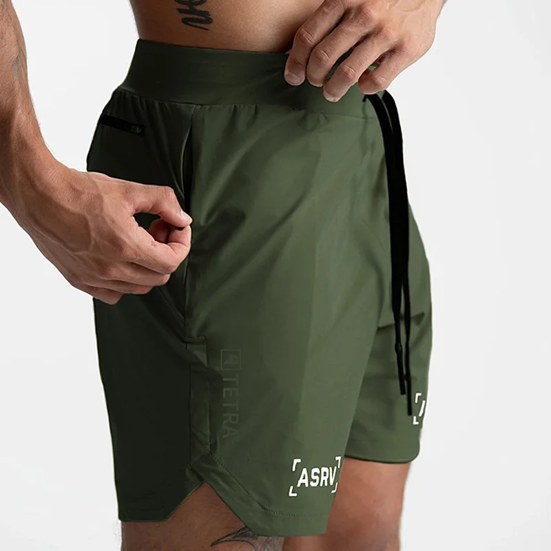 Pantalones cortos de entrenamiento de secado rápido para hombre, Shorts deportivos transpirables, Fitness, correr, compresión de rejilla, atletismo, Verano - imagen 3